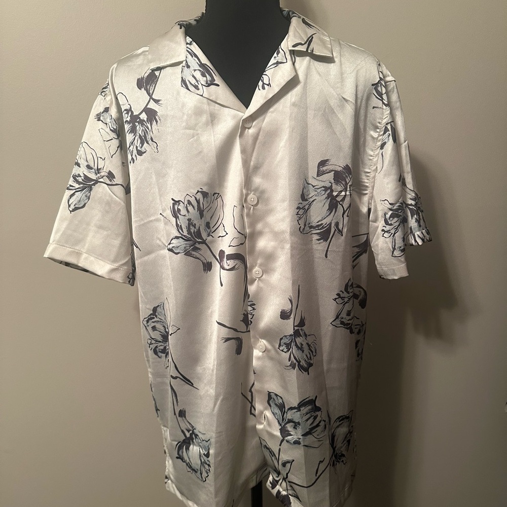 Cactus Black and White Casual Button Down Shirt